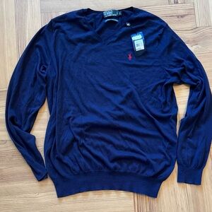 Polo by Ralph Lauren Men's Deep Blue V-Neck Sweater NWT size LT large tall